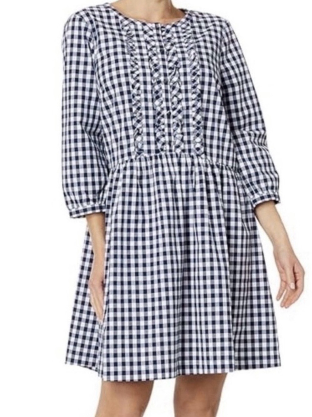 Draper James Gingham A-Line Women's Dress in Navy and White